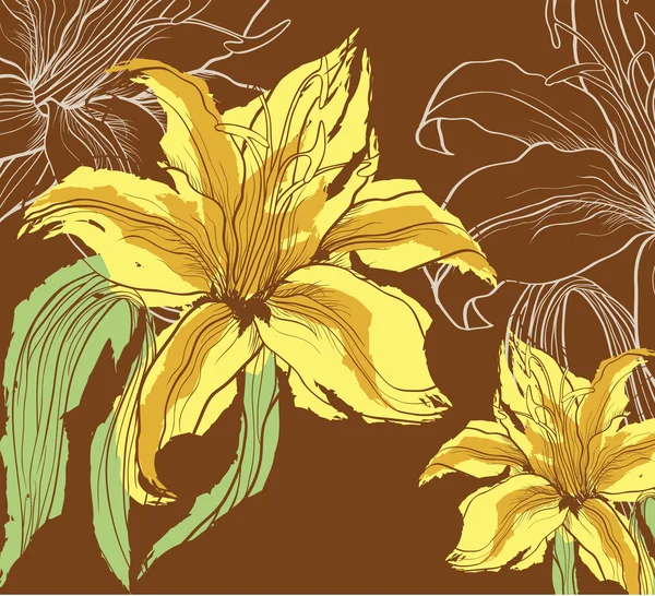 Dekoratif lily ile arka plan — Stok Vektör