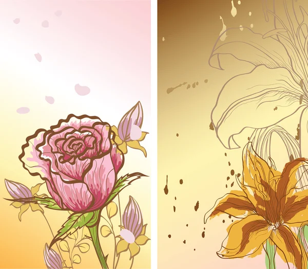 Due foto con fiori — Vettoriale Stock