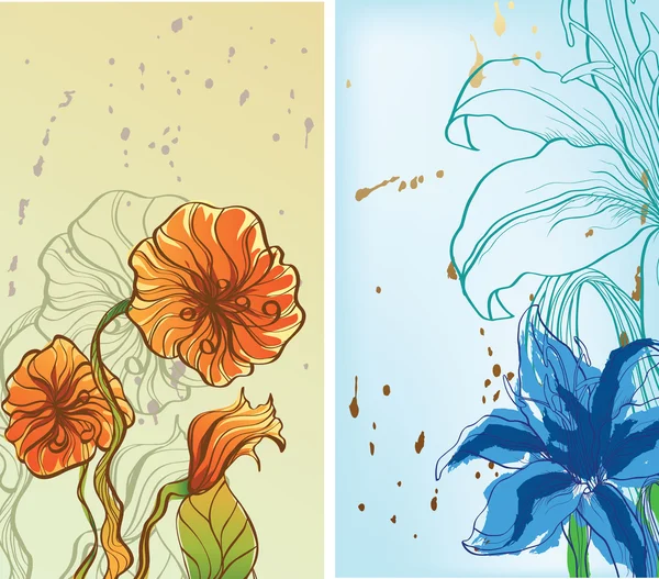 Zwei Bilder mit Blumen — Stockvektor