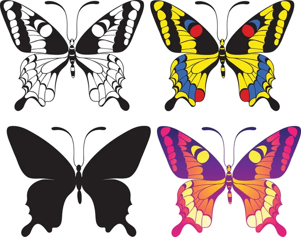 Conjunto de borboletas — Vetor de Stock
