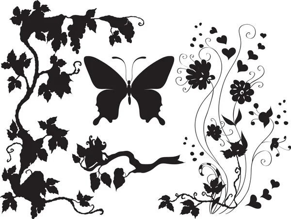 Ensemble d'insectes et de plantes — Image vectorielle