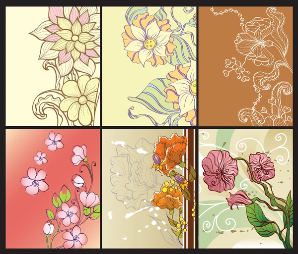 Conjunto de fundos florais abstratos Gráficos Vetores