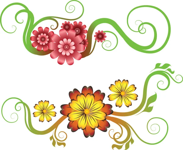 2 つの装飾的な花 — ストックベクタ