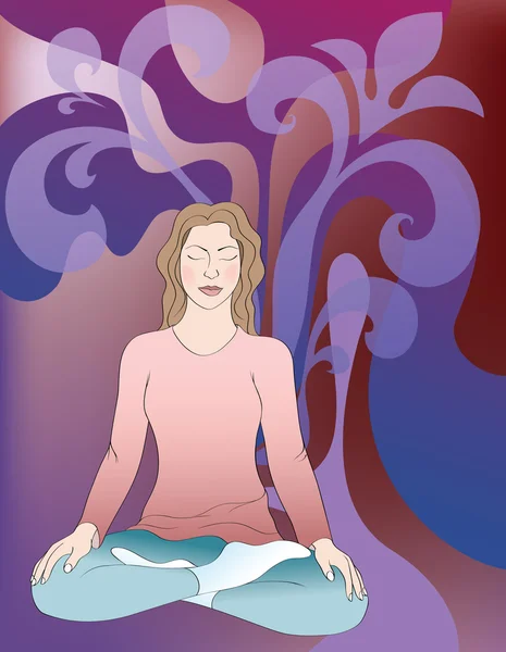 Arrière-plan avec méditation fille — Image vectorielle