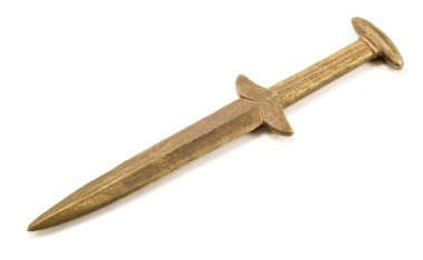Ancient bronze Scythian knife on a white background clipart