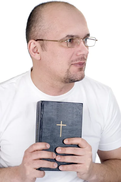 The man reads the bible — Stock Photo, Image