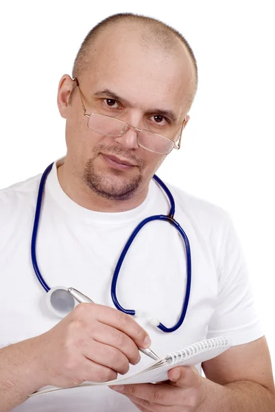 adam beyaz zemin üzerine doktor