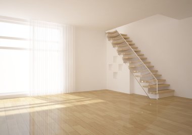 White empty room with stair clipart