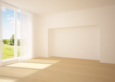 White empty room with nature view