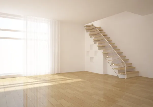 Habitación Vacía Blanca Con Escalera —  Fotos de Stock