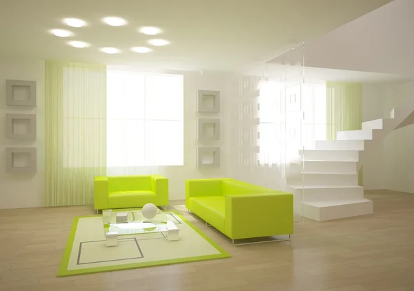Πράσινο Σύγχρονο Δωμάτιο — Φωτογραφία Αρχείου