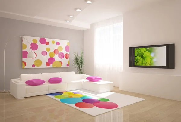 Habitación Luminosa Con Muebles Colores — Foto de Stock