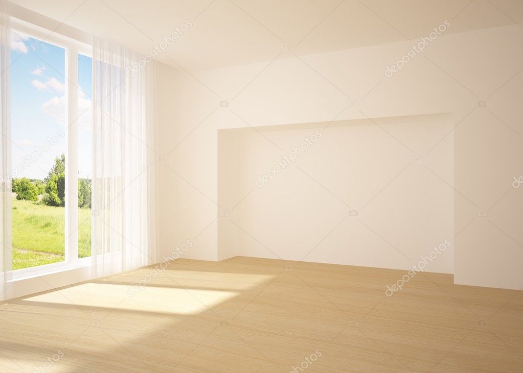 White empty room with nature view — Stock Photo 
