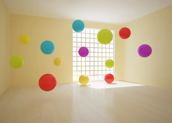 Chambre avec des boules colorées — Photo