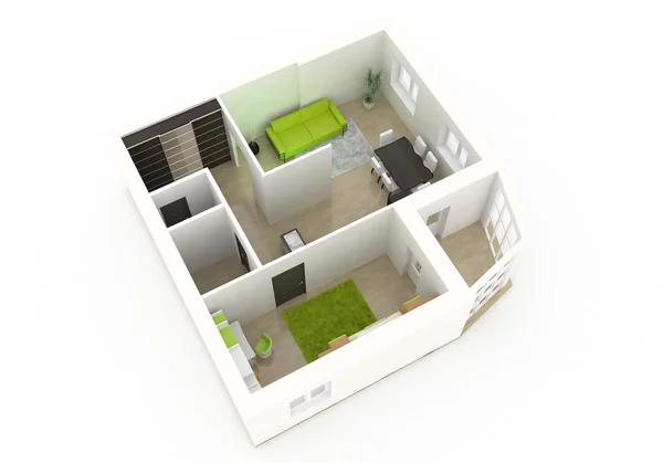 3D-Innenarchitektur auf weißem Grund — Stockfoto