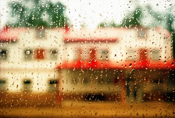 Rain, view from house window — Stock Photo, Image