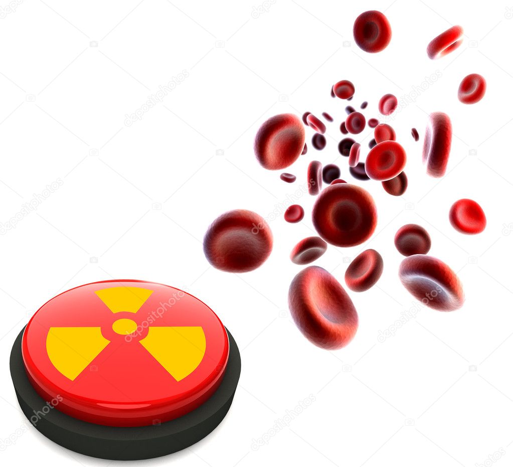Streaming blood cells and button