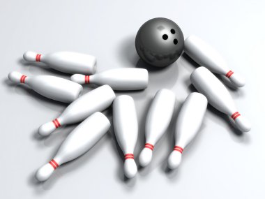 Bowling ball hitting the pins clipart