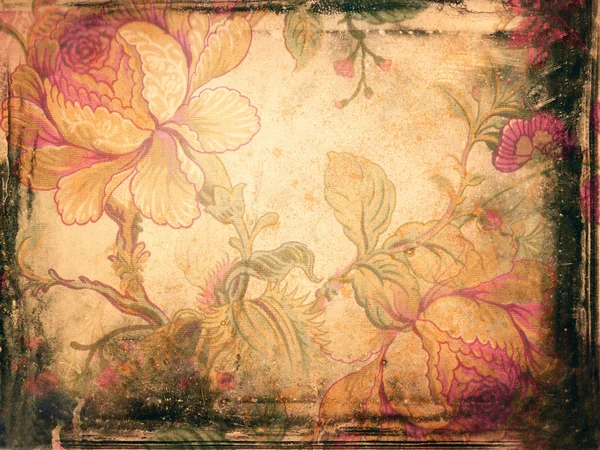 Grunge 背景与花卉装饰品 — 图库照片