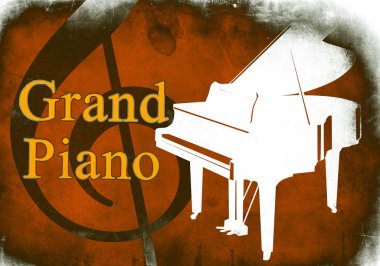 Background with grand piano clipart