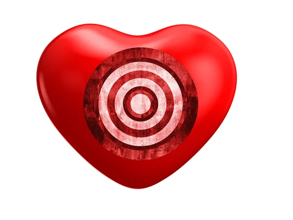 Červené srdce a cíl — Stock fotografie