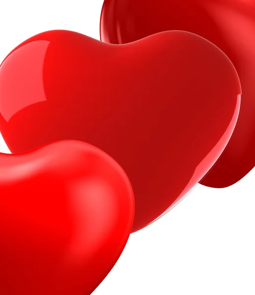Набор красных блестящих сердец — стоковое фото