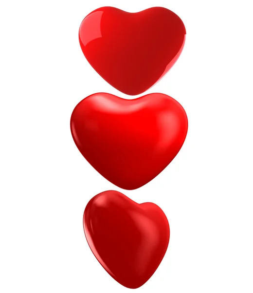 Set med röda glitter glänsande hjärtan — Stockfoto