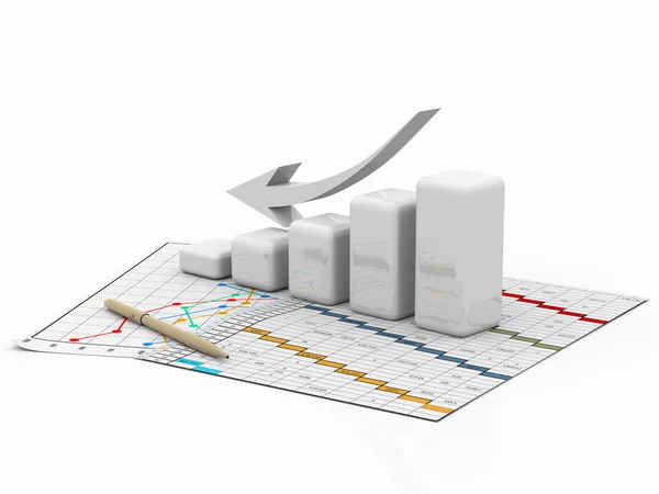 Geschäftsdiagramm Diagramm Balken Grafik Auf Weißem Hintergrund — Stockfoto