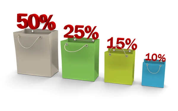 Saco de papel de compras com taxa de descontos — Fotografia de Stock