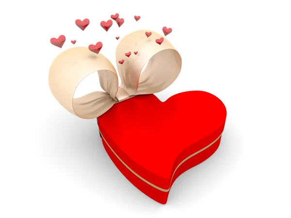 Beyaz Kalp Şeklinde Komik Hediye Kutusu — Stok fotoğraf