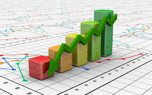 Geschäftsfinanzierungsdiagramm, Diagramm, Balken, Grafik — Stockfoto