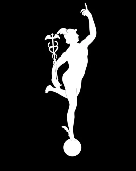 White silhouette of god of Mercury — Stock Vector