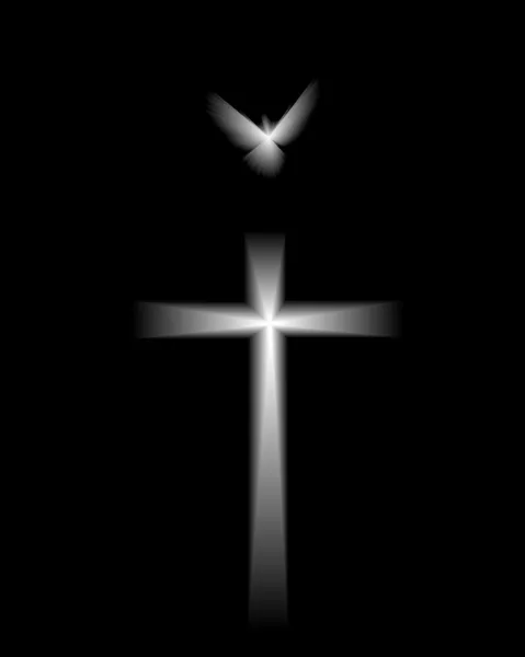 Pigeon blanc et croix — Image vectorielle