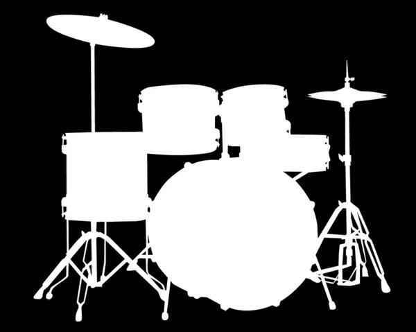 Silueta blanca de instalación tipo tambor — Vector de stock