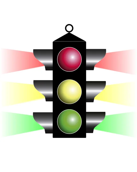 Traffic light with three colors — Stock Vector