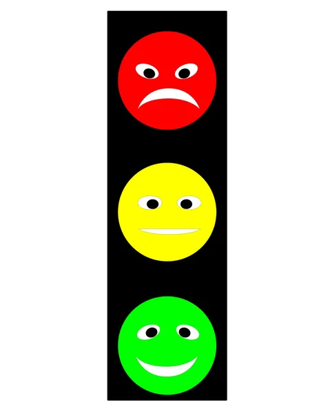 Traffic light in the form of multi-colored attractive faces — Stock Vector