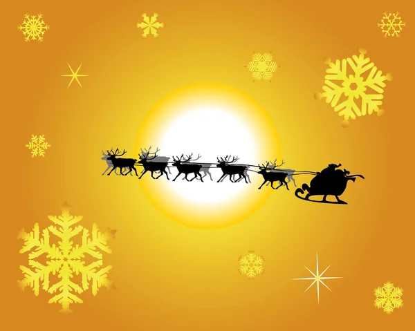 Père Noël dans un traîneau à rennes — Image vectorielle