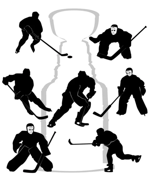 Hokejové hráče siluety — Stockový vektor