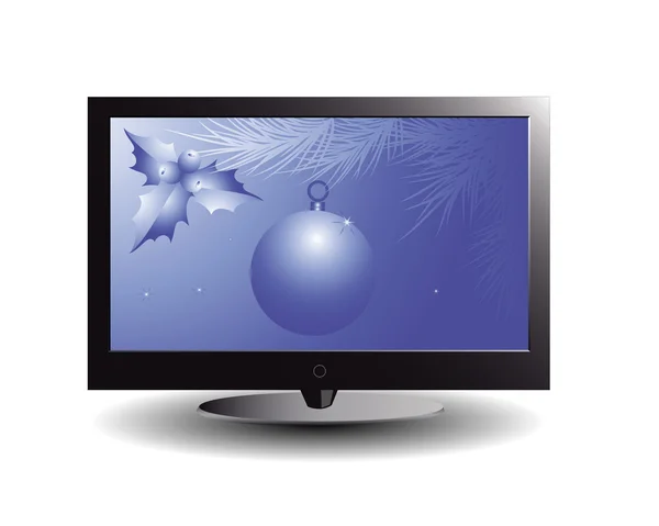 Plasma Tv med nyår blå skärm — Stock vektor