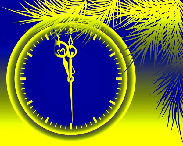 Donker blauw geel New Year's achtergrond — Stockvector