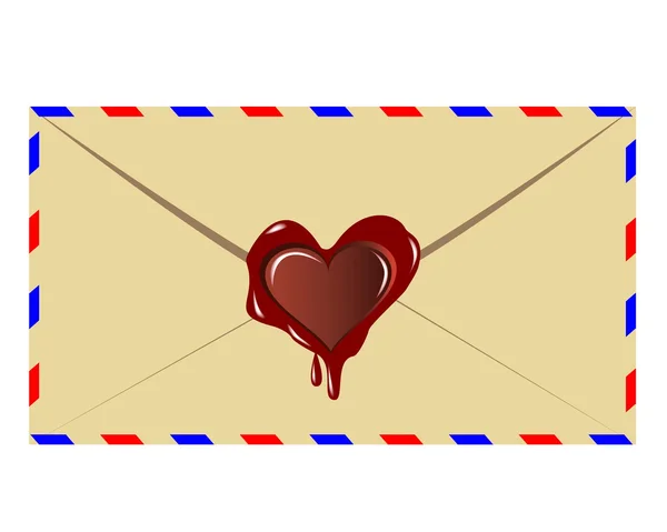 Letter Sealing Wax Press Form Heart White Background — Stock Vector