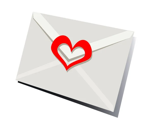 Briefumschlag Mit Herz Auf Weißem Hintergrund — Stockvektor