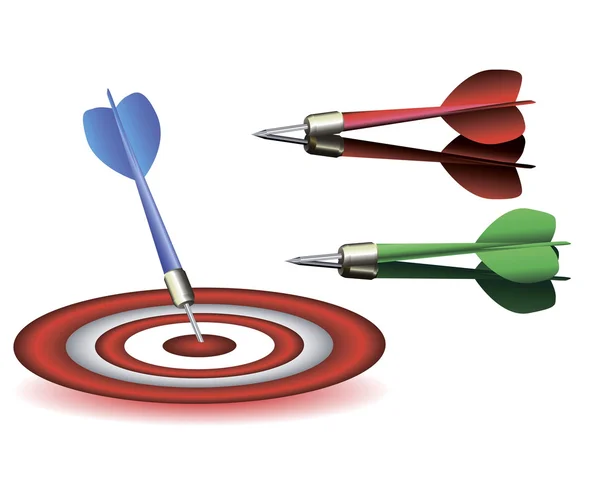 Flerfärgad dart av en dart med ett mål — Stock vektor