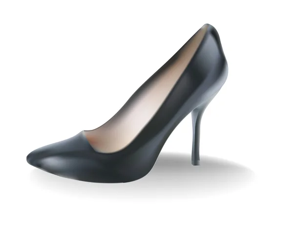 Black Female Shoes High Heel White Background — Stock Vector