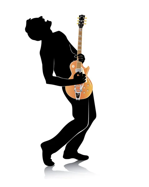 Silhouette Guitar Electric Guitar White Background — Stock Vector