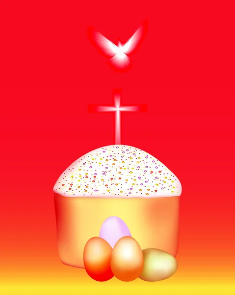 Bolo de Páscoa com ovos coloridos — Vetor de Stock