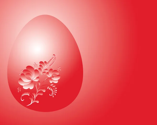 Rode Achtergrond Vorm Van Een Easter Egg Met Bloemen — Stockvector