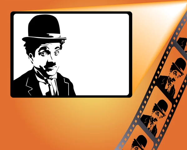 Киноэкран Чарли Кусочком Пленки Оранжевом Фоне — стоковый вектор