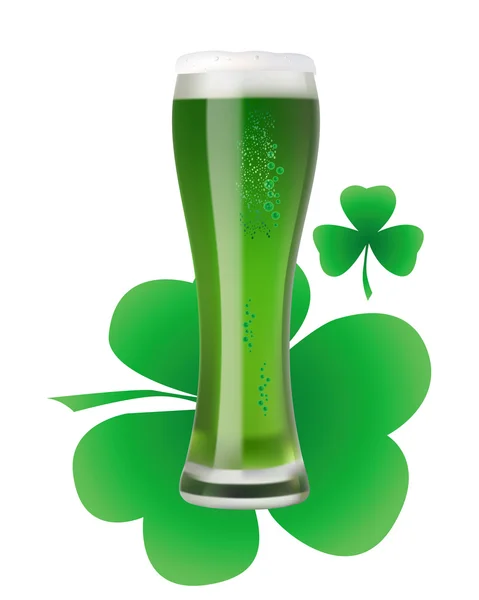 A large glass of green beer — Stock Vector