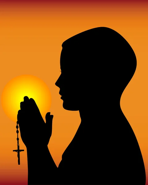 Чёрный силуэт молитвы — стоковый вектор